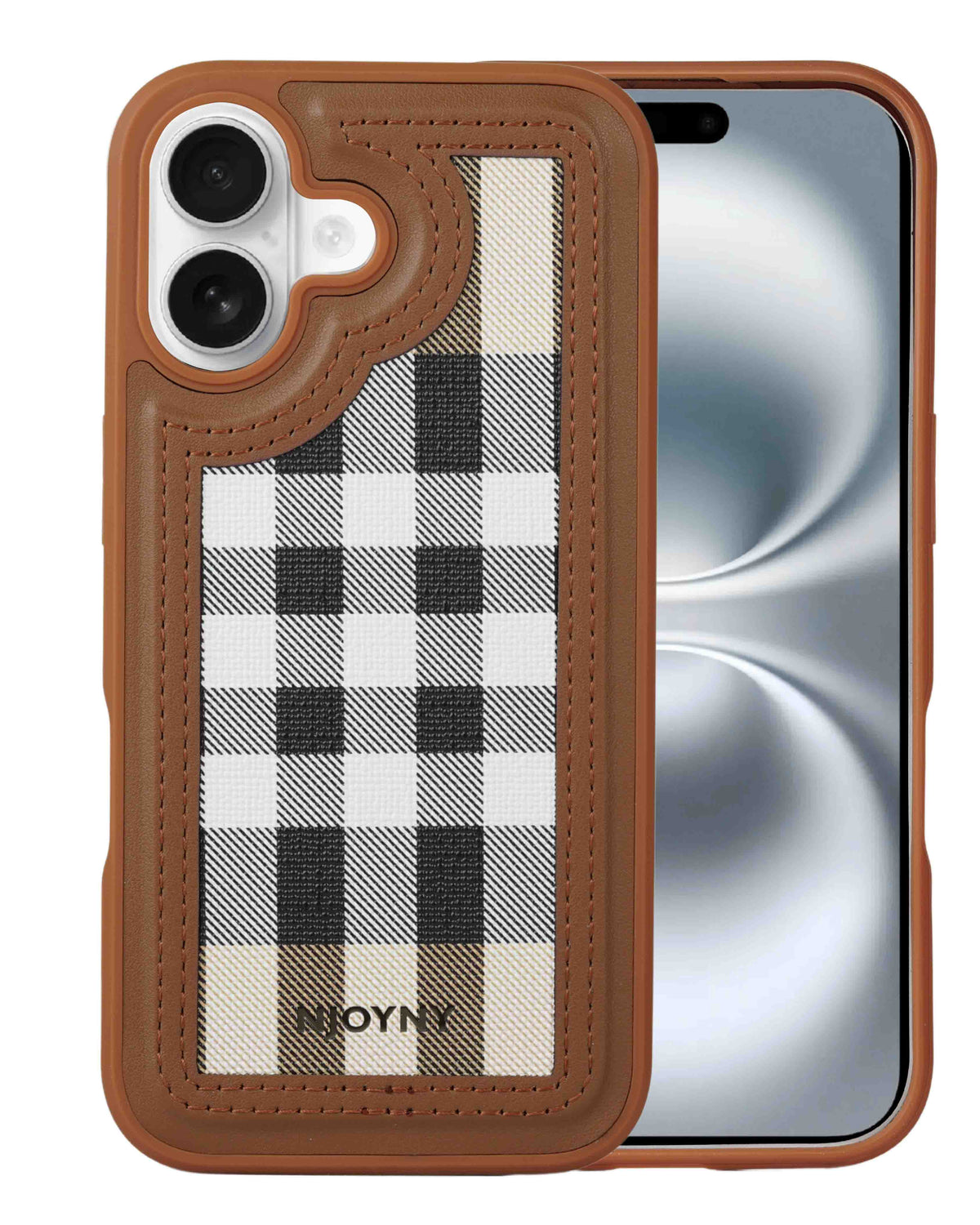 Leather Case, Classic Elegant Slim PU Checks Luxury Design Case For iPhone 16 Plus