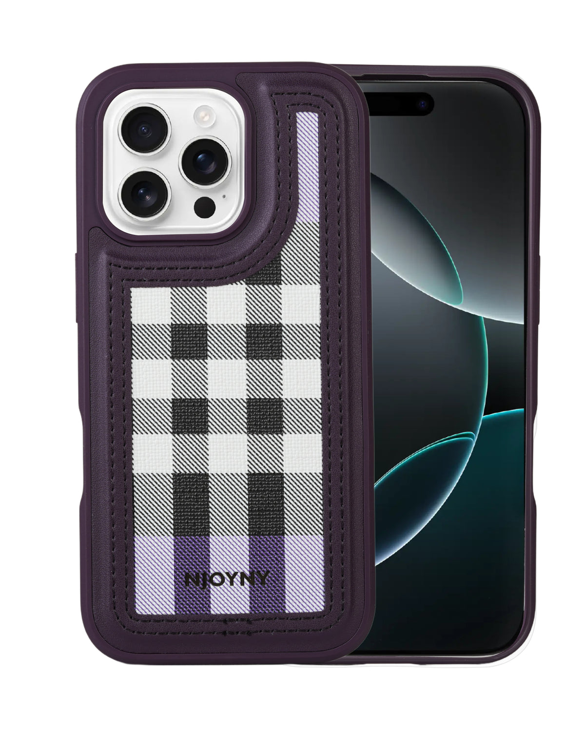 Leather Case, Classic Elegant Slim PU Checks Luxury Design Case For iPhone 16 Pro