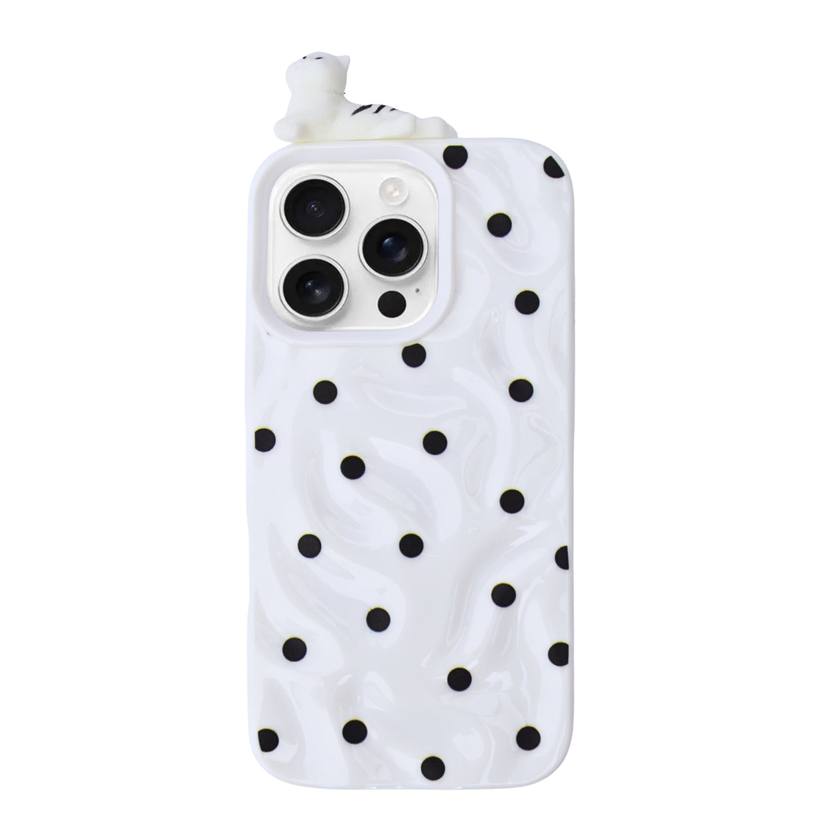 3D Cartoon Character with Polka Dots Soft Phone Case for iPhone 16 Pro Max