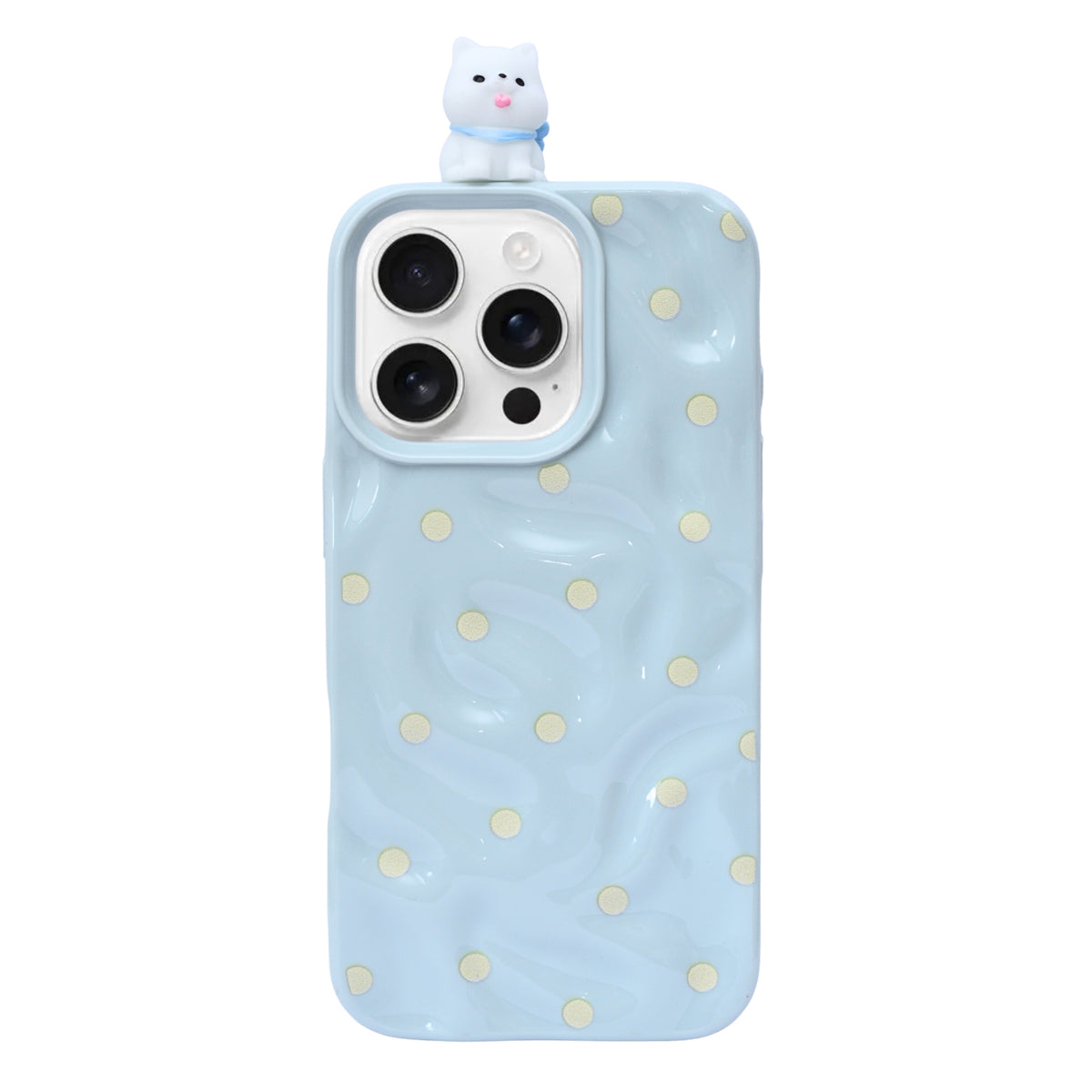 3D Cartoon Character with Polka Dots Soft Phone Case for iPhone 16 Pro