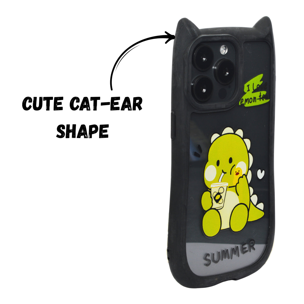 Cute Cartoon Phone Case with Cat Ears For iPhone 15 Pro