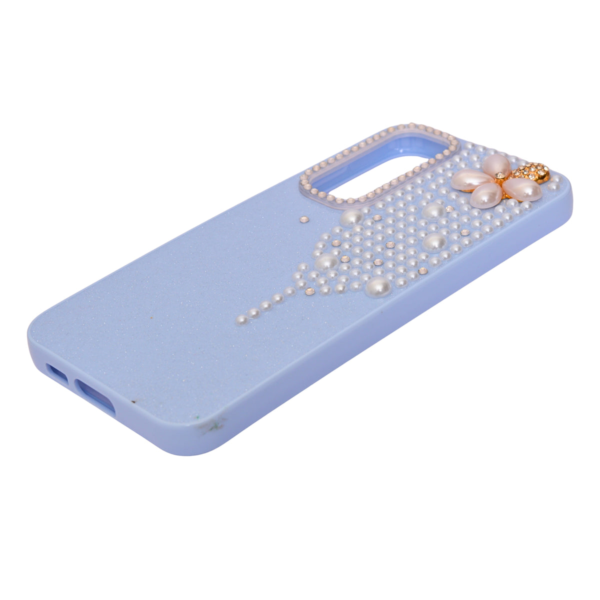 Luxury Glitter Finish with 3D Pearl Flower Design Phone Case for Samsung S23fe