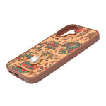 Bohemian Ethnic Print Cork Texture with Pearl Detail Phone Case for iPhone 16