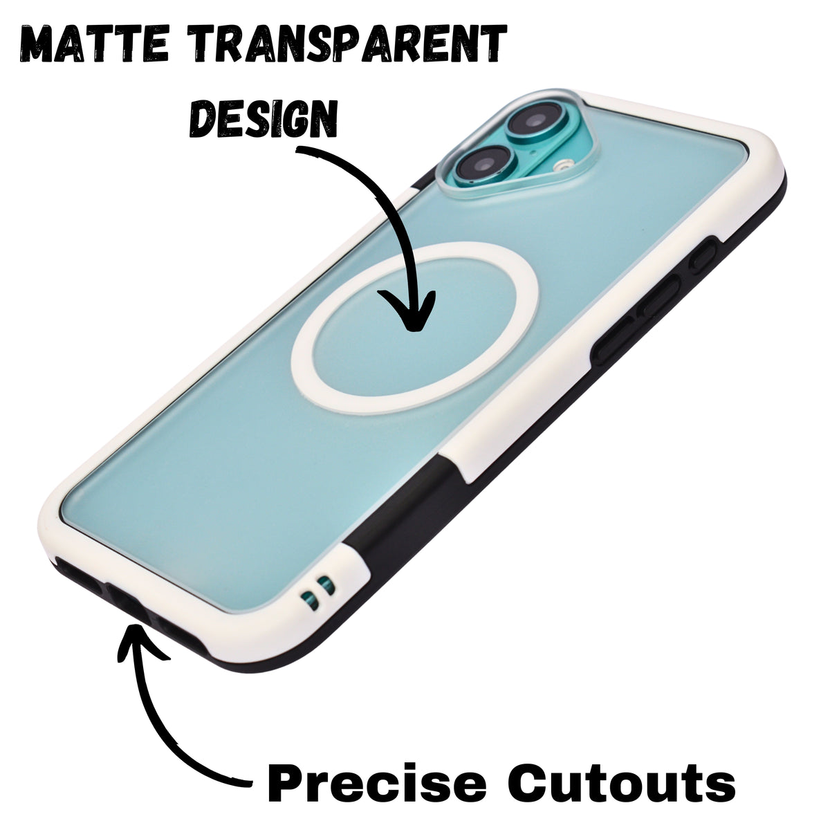 Dual Color Edge Matte Transparent MagSafe Phone Case for iPhone 16 Plus