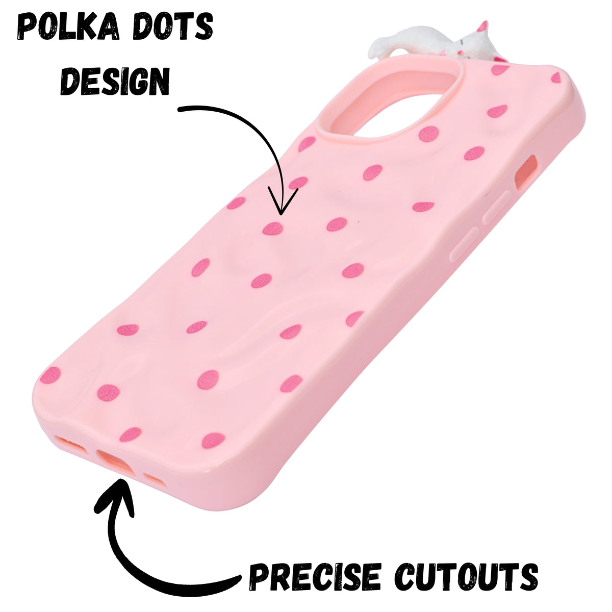 3D Cartoon Character with Polka Dots Soft Phone Case for iPhone 13 / 14