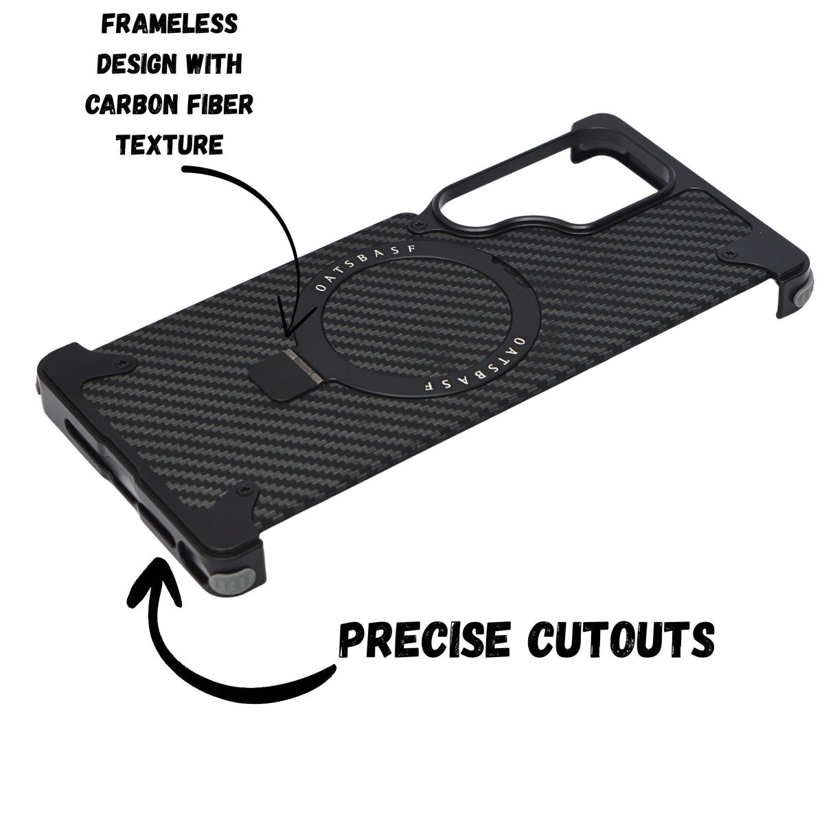 Premium Carbon Fiber Metal Edge & Kickstand Phone Case for Samsung S25 Ultra