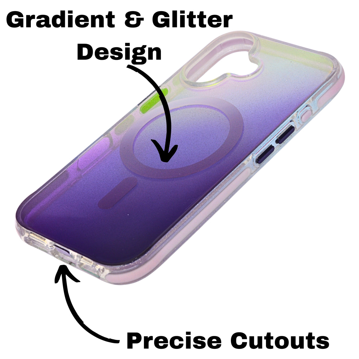 Glitter Gradient MagSafe Compatible Phone Case for iPhone 16
