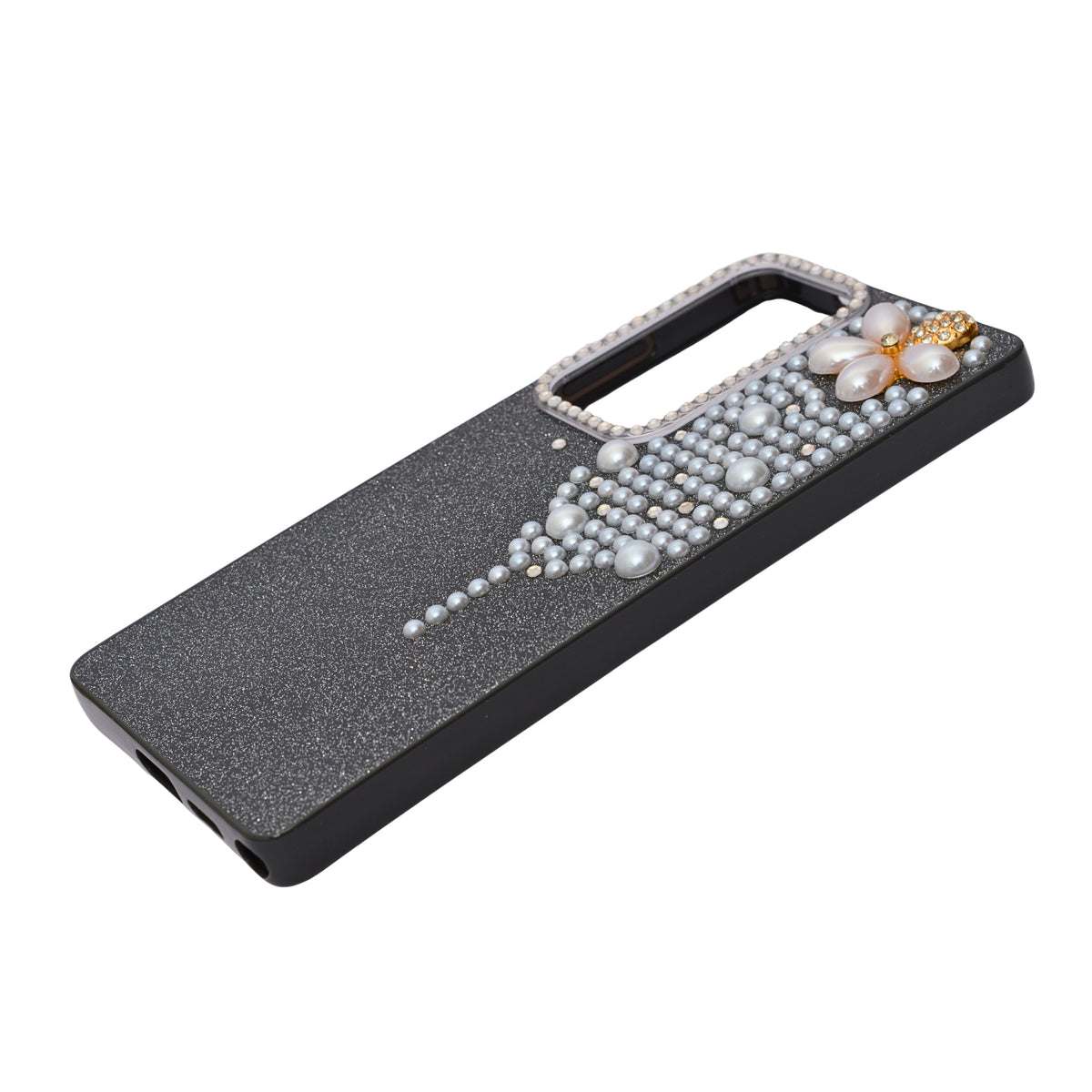Luxury Glitter Finish with 3D Pearl Flower Design Phone Case for Samsung S24 / S25
