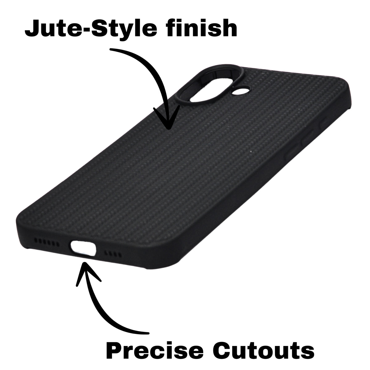 Minimal Jute Textured Matte Protective Phone Case For iPhone 16 Plus