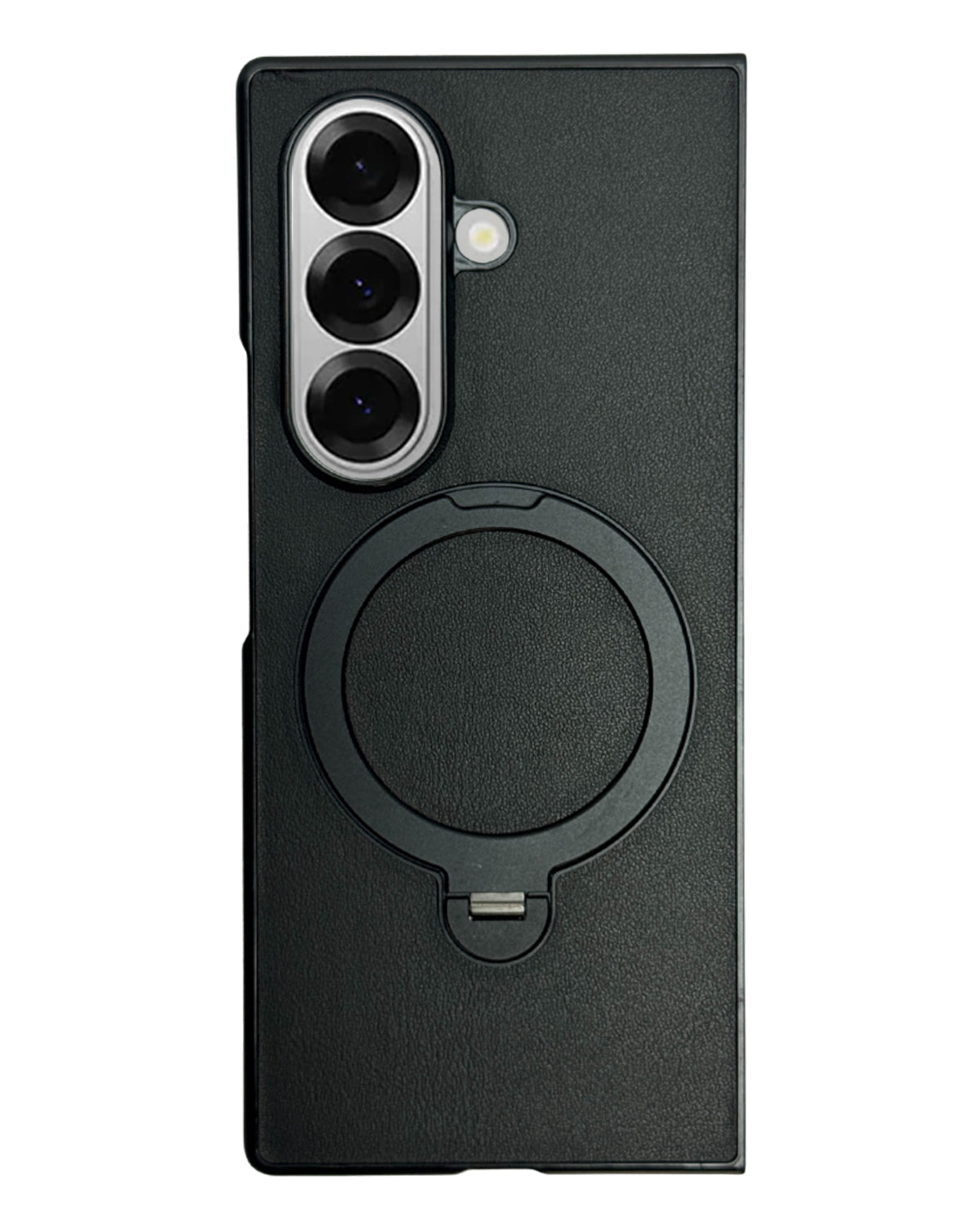 Classic Leather Case with Metal Ring Stand for Samsung Galaxy Z Fold 7 –Kickstand Grip Cover