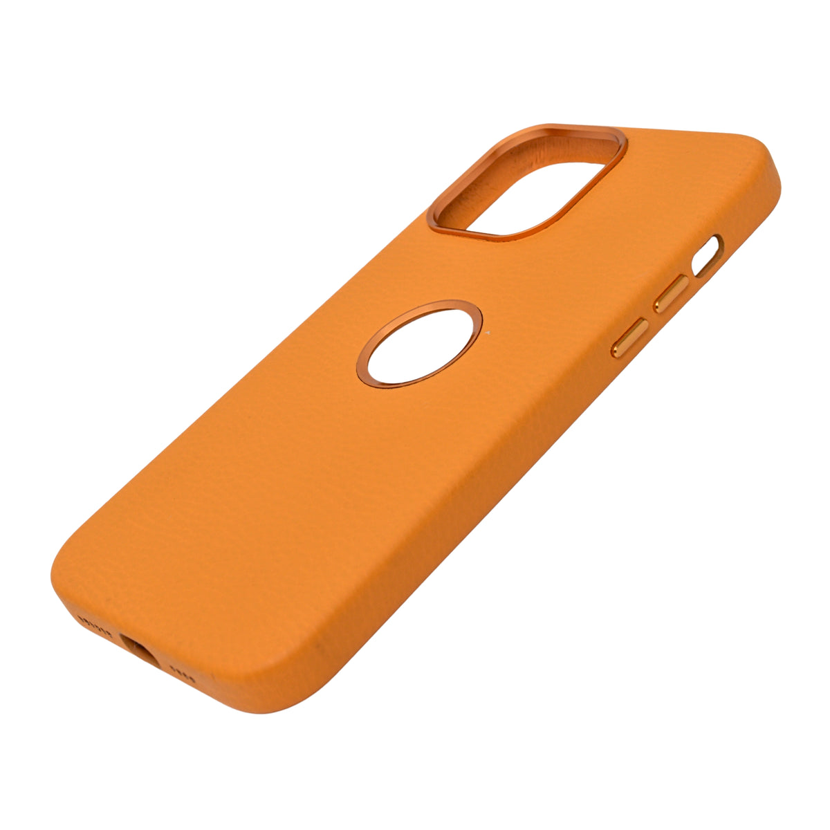 Premium Leather Finish with Metallic Logo Ring Cutout Phone Case for iPhone 13 Pro Max