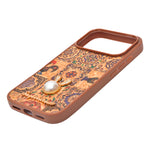 Bohemian Ethnic Print Cork Texture with Pearl Detail Phone Case for iPhone 17 Pro