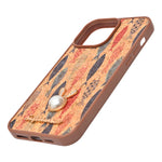 Bohemian Ethnic Print Cork Texture with Pearl Detail Phone Case for iPhone 14 Pro Max