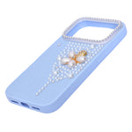 Luxury Glitter Finish with 3D Pearl Flower Design Phone Case for iPhone 17 Pro Max