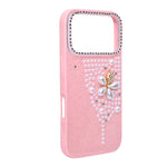 Luxury Glitter Finish with 3D Pearl Flower Design Phone Case for iPhone 17 Pro Max