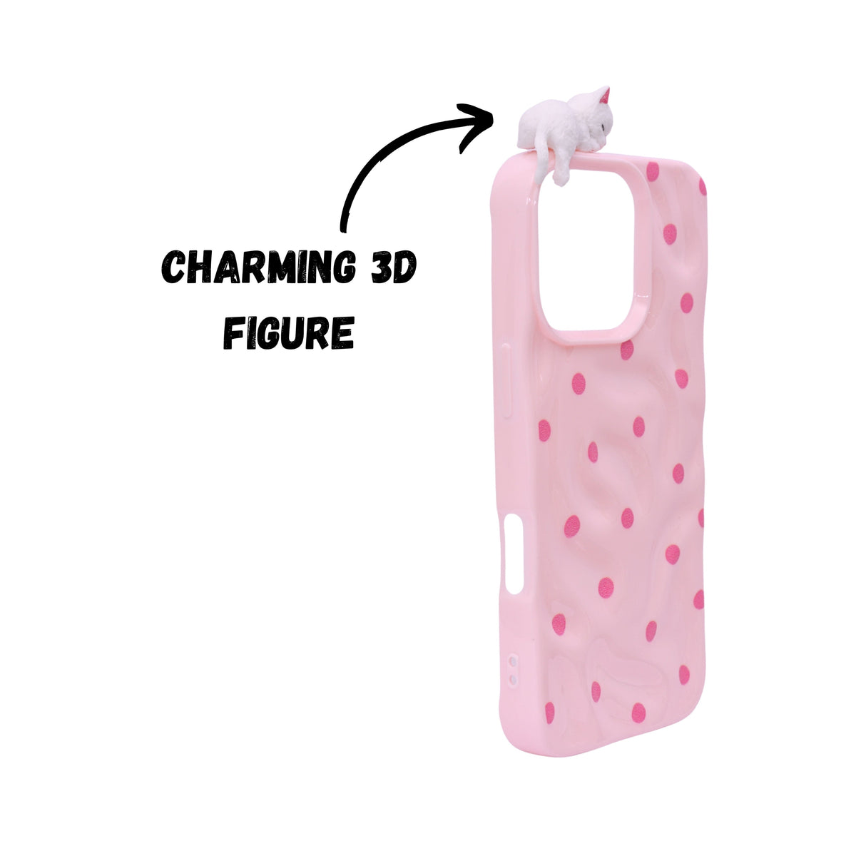 3D Cartoon Character with Polka Dots Soft Phone Case for iPhone 16 Pro Max