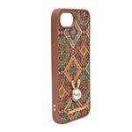 Bohemian Ethnic Print Cork Texture with Pearl Detail Phone Case for iPhone 16e