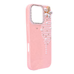 Luxury Glitter Finish with 3D Pearl Flower Design Phone Case for iPhone 16 Pro