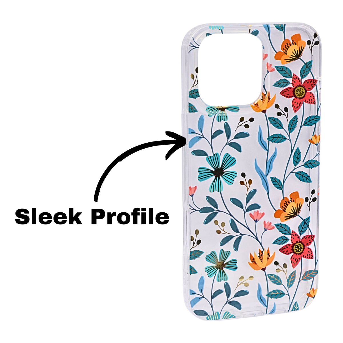 Vibrant Transparent Floral Pattern Phone Case for iPhone 16 Pro Max