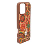 Bohemian Ethnic Print Cork Texture with Pearl Detail Phone Case for iPhone 16 Pro Max