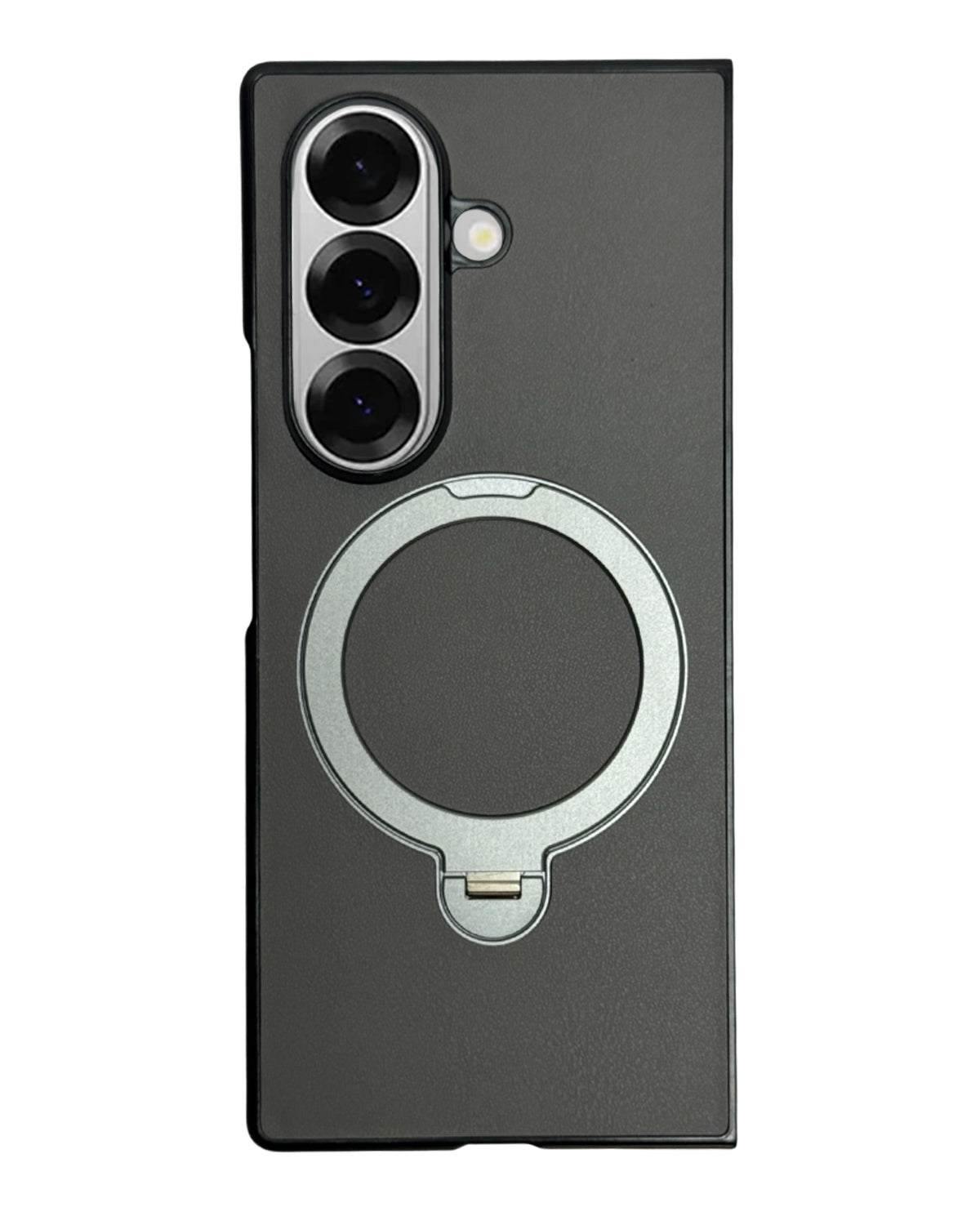 Classic Leather Case with Metal Ring Stand for Samsung Galaxy Z Fold 7 –Kickstand Grip Cover