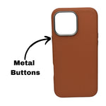 Leather Textured with Metallic Camera Ring for iPhone 16 Pro Max