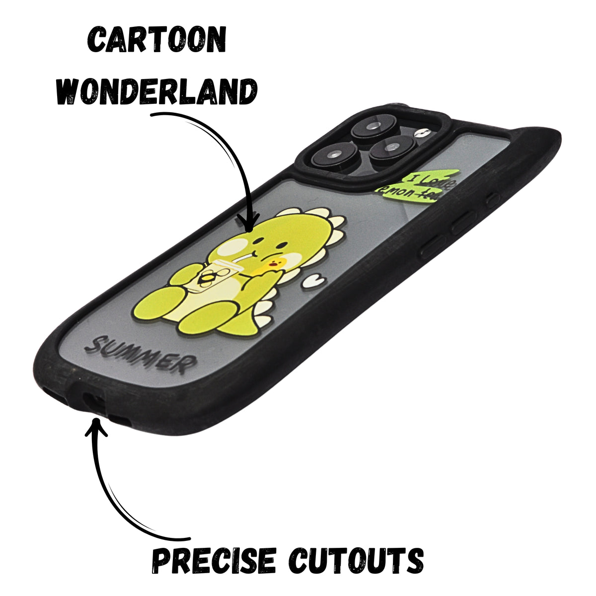 Cute Cartoon Phone Case with Cat Ears For iPhone 15 Pro