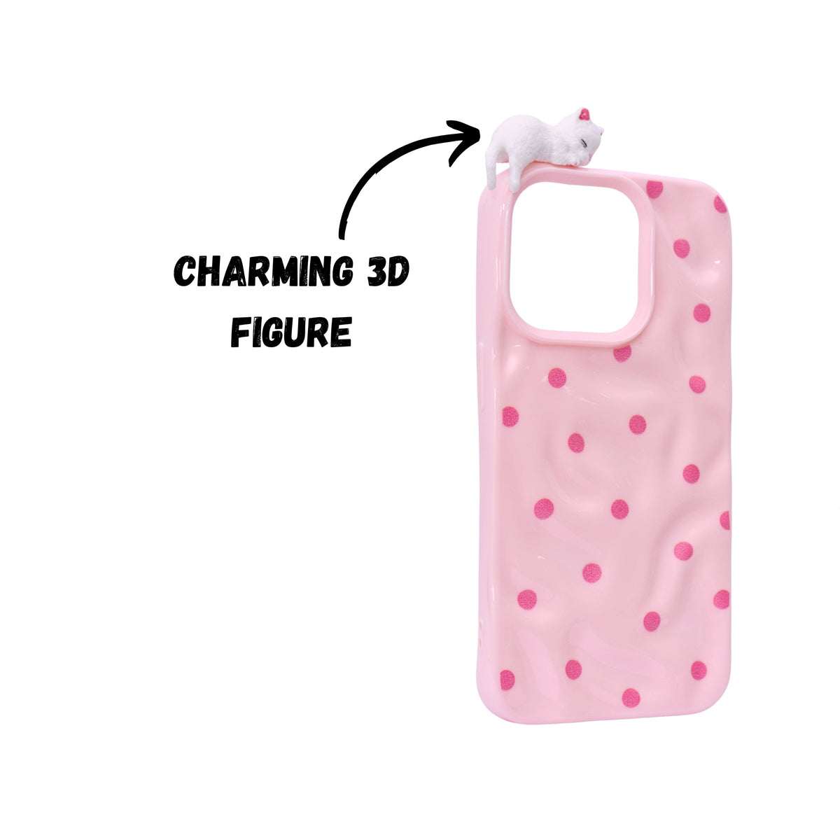 3D Cartoon Character with Polka Dots Soft Phone Case for iPhone 15 Pro