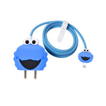 3D Cookie Monster Design Silicone Charger Case & Cable Protector for Apple 18W/20W Adapter