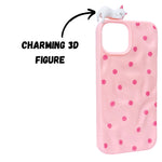 3D Cartoon Character with Polka Dots Soft Phone Case for iPhone 15