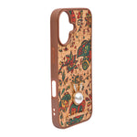 Bohemian Ethnic Print Cork Texture with Pearl Detail Phone Case for iPhone 16