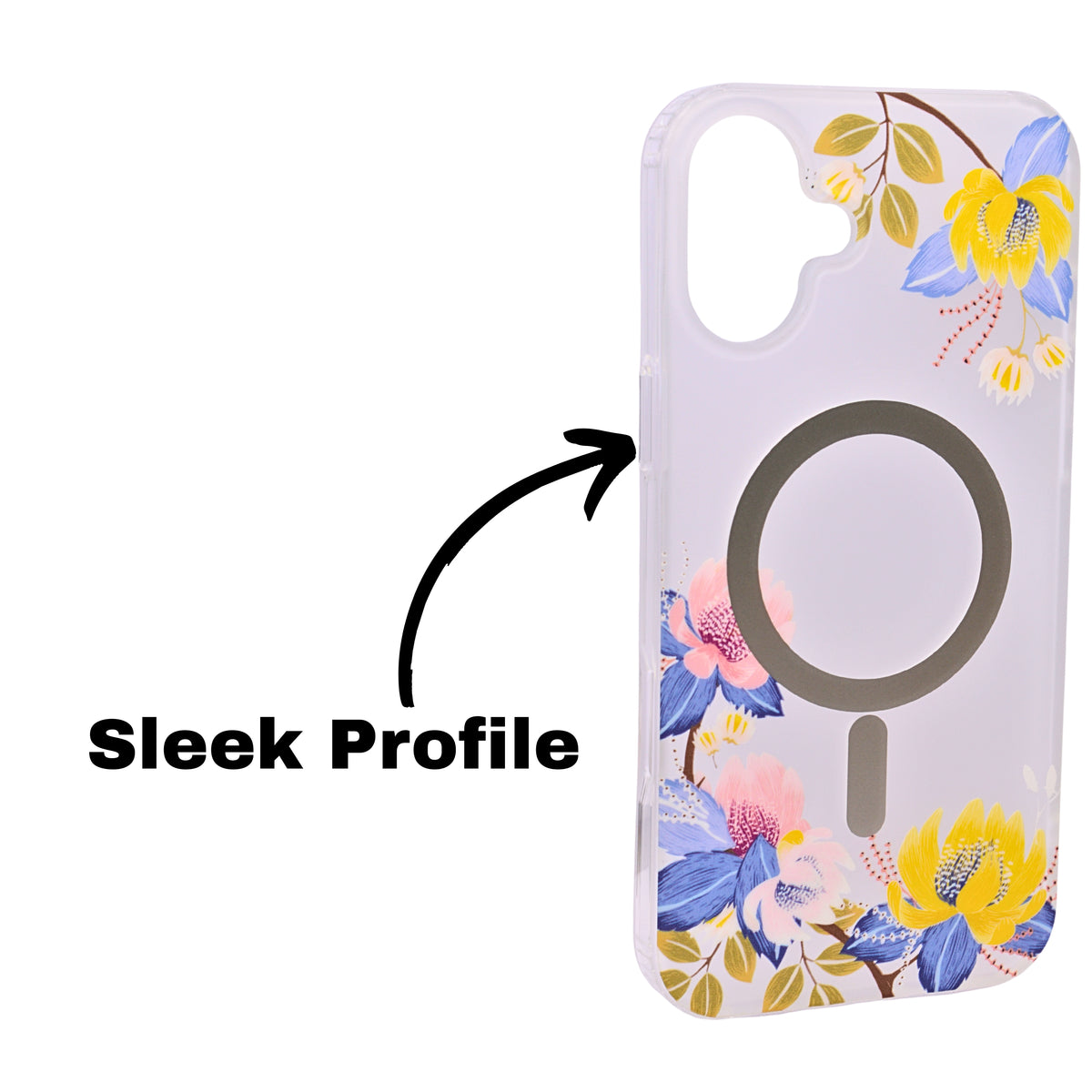 Transparent Floral MagSafe Compatible Phone Case for iPhone 16 Plus
