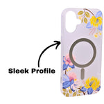 Transparent Floral MagSafe Compatible Phone Case for iPhone 16 Plus