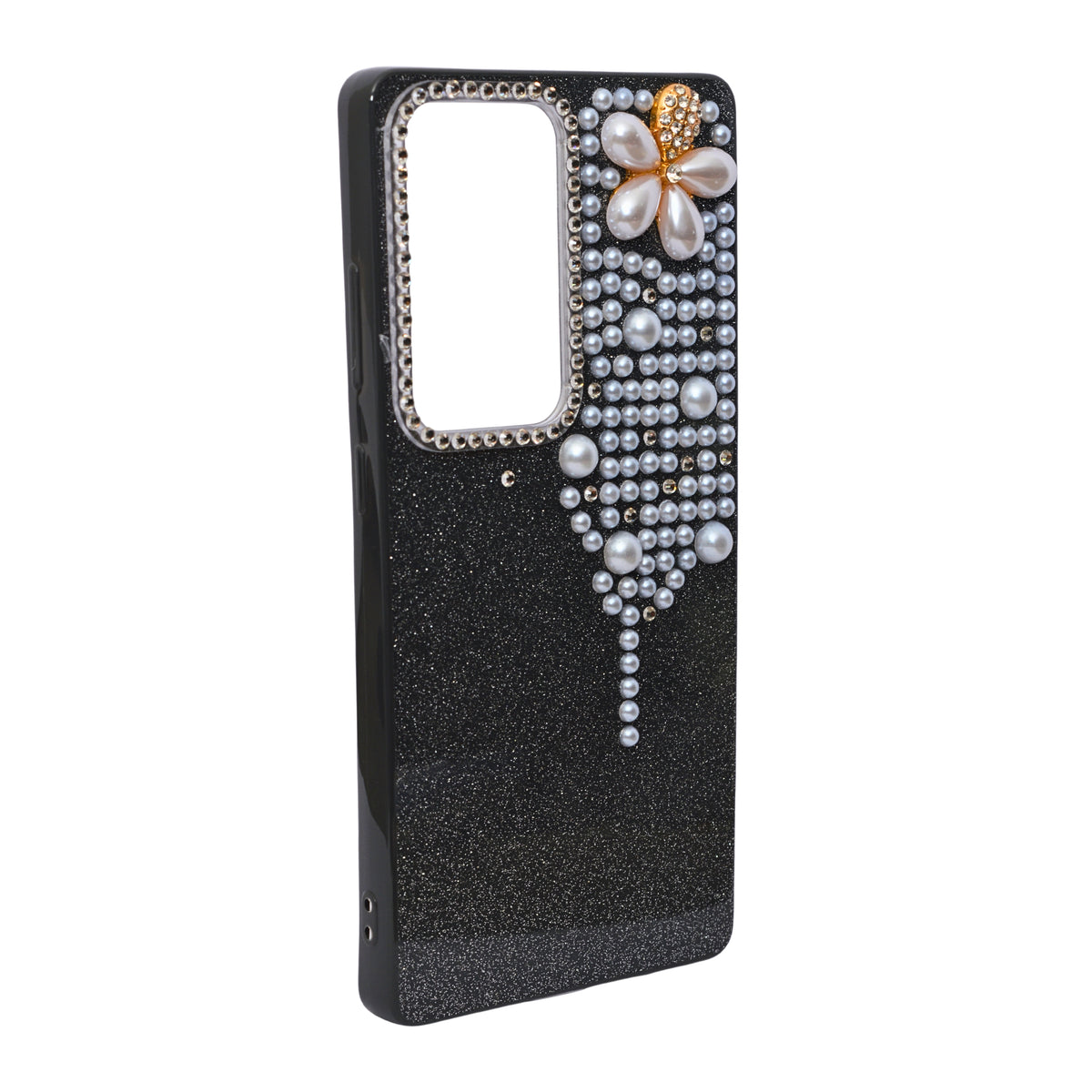 Luxury Glitter Finish with 3D Pearl Flower Design Phone Case for Samsung S24 / S25