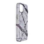 Glossy Silver Chrome with Black Crackle Marble Design Phone Case for iPhone 13 / 14