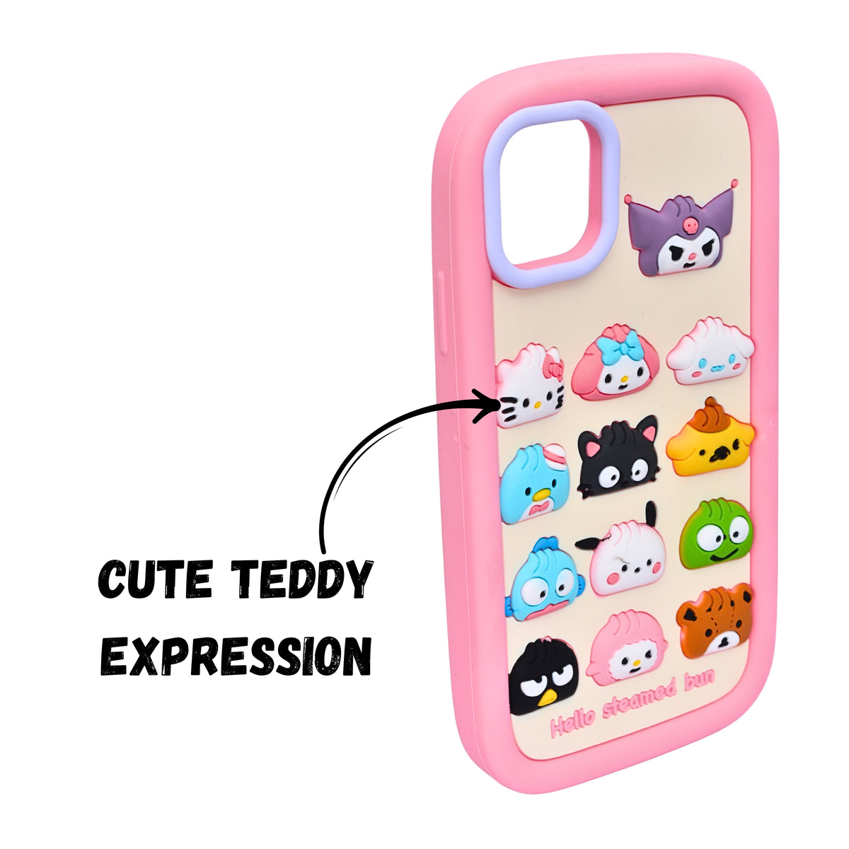 3D Cartoon Hello Steamed Bun Character Design Phone Case For iPhone 12 / 12 Pro