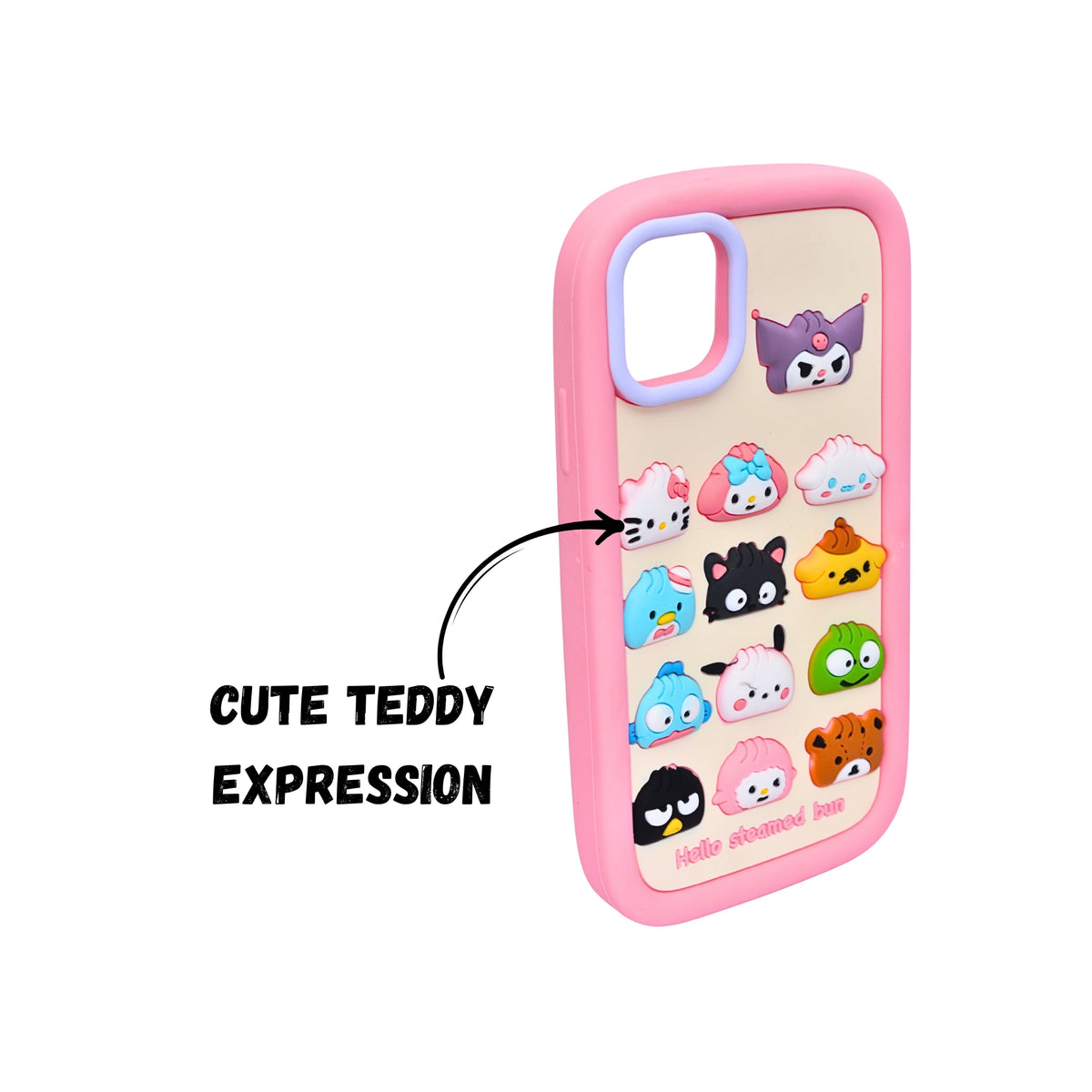 3D Cartoon Hello Steamed Bun Character Design Phone Case For iPhone 12 / 12 Pro