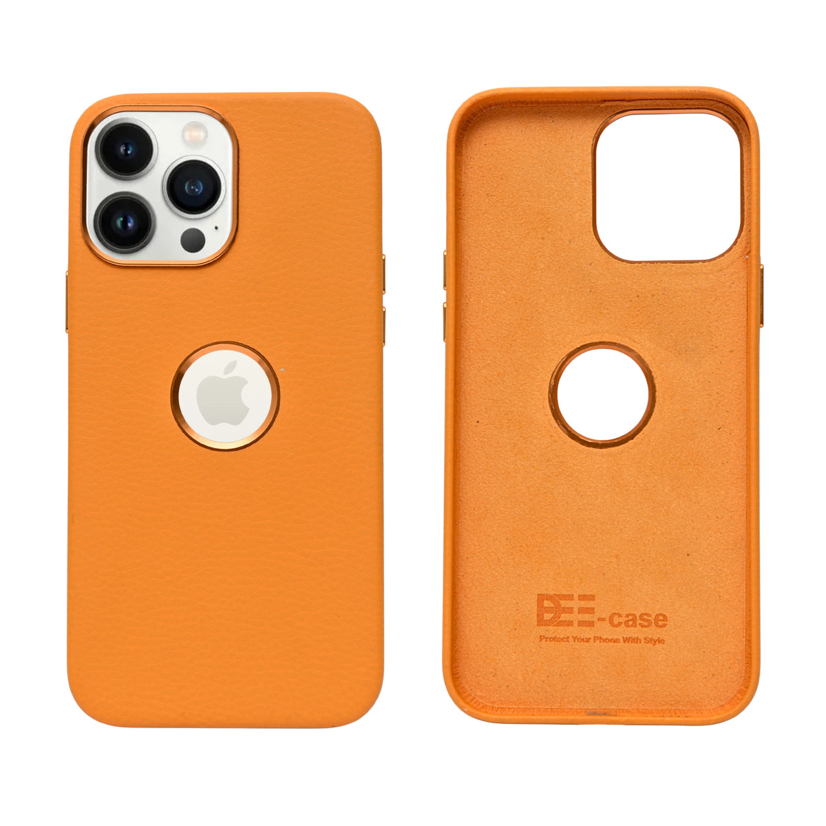 Premium Leather Finish with Metallic Logo Ring Cutout Phone Case for iPhone 13 Pro Max