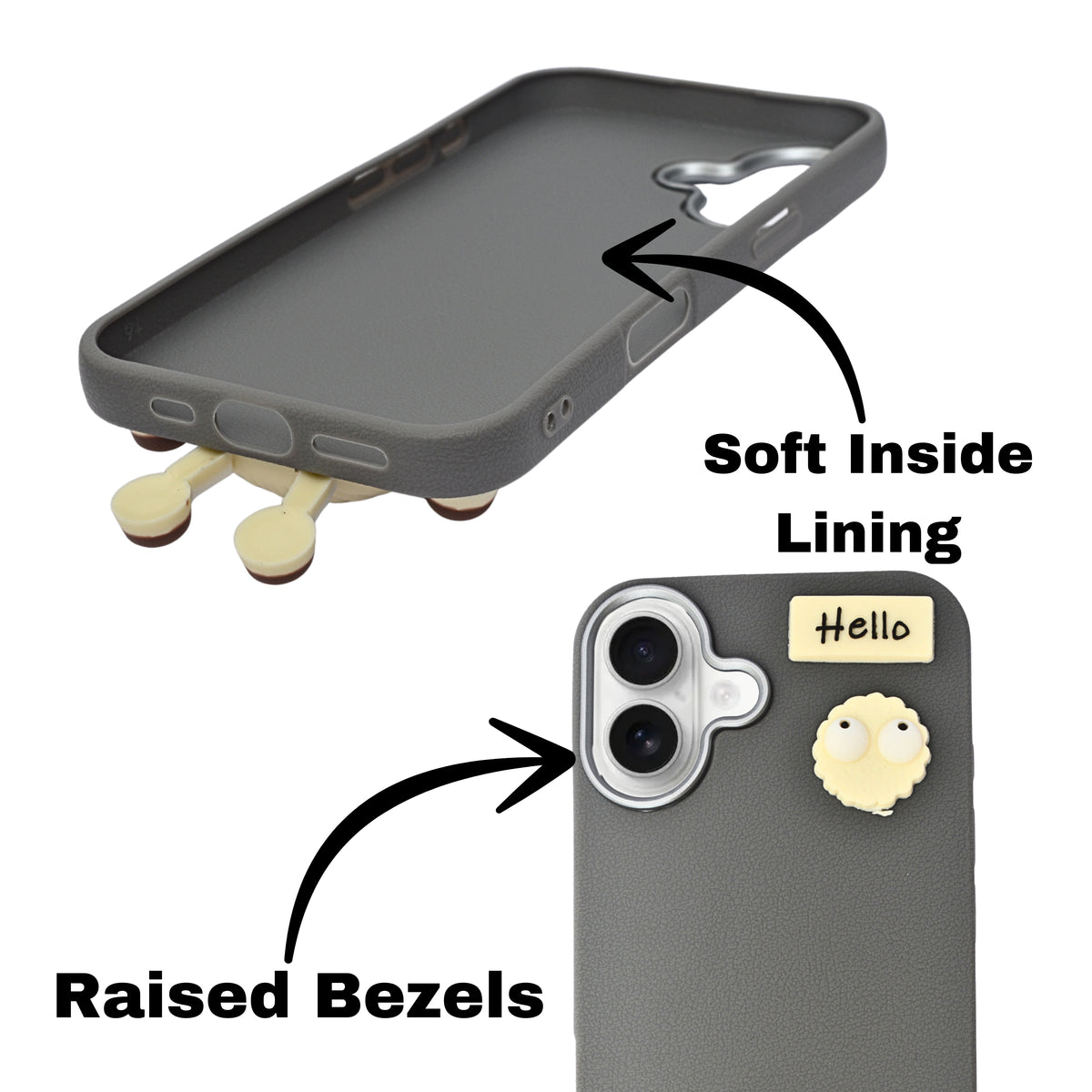 Hello Teddy Cap 3D Cartoon Phone Case For iPhone 16 Plus