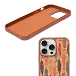 Bohemian Ethnic Print Cork Texture with Pearl Detail Phone Case for iPhone 14 Pro Max