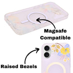 Transparent Floral MagSafe Compatible Phone Case for iPhone 16 Plus