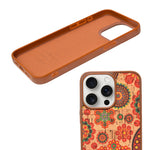 Bohemian Ethnic Print Cork Texture with Pearl Detail Phone Case for iPhone 15 Pro Max
