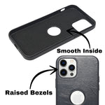 Premium Leather Finish with Metallic Logo Ring Cutout Phone Case for iPhone 12 /12Pro