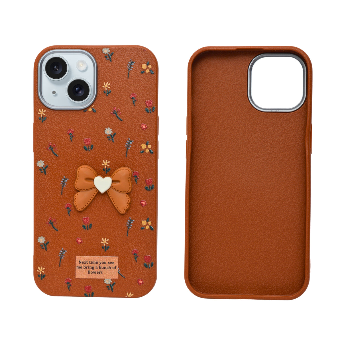 Cute Floral with 3D Bow Phone Case For iPhone 15