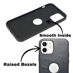 Premium Leather Finish with Metallic Logo Ring Cutout Phone Case for iPhone 12 /12Pro