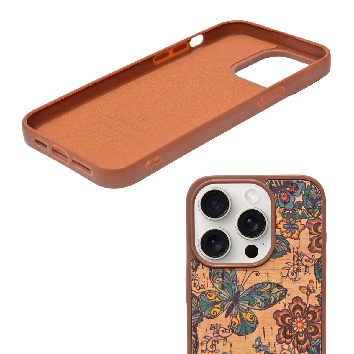 Bohemian Ethnic Print Cork Texture with Pearl Detail Phone Case for iPhone 15 Pro