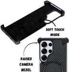 Premium Carbon Fiber Metal Edge & Kickstand Phone Case for Samsung S25 Ultra