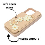 3D Flower Wallet Flip with Card Holder & Detachable Sling Phone Case for iPhone 16 Pro