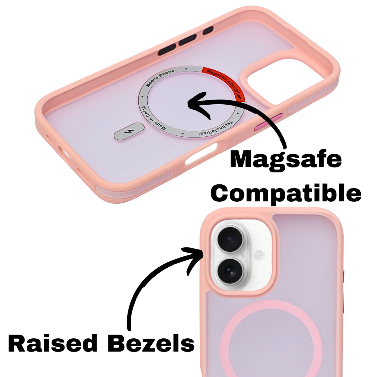 Transparent MagSafe Compatible with Matte Colour Edge Phone Case for iPhone 16 Plus