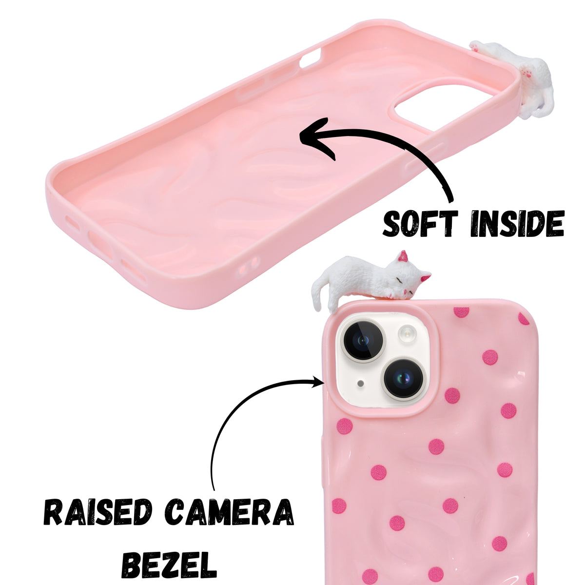 3D Cartoon Character with Polka Dots Soft Phone Case for iPhone 13 / 14